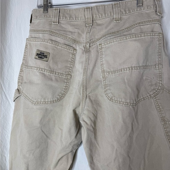 VNTG Dungarees Cream Cargo Jeans BaggyFit Size xl Men’s Size 30x33 - Picture 5 of 6